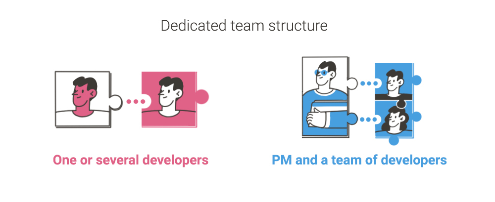 dedicated team structure: project manager and development team