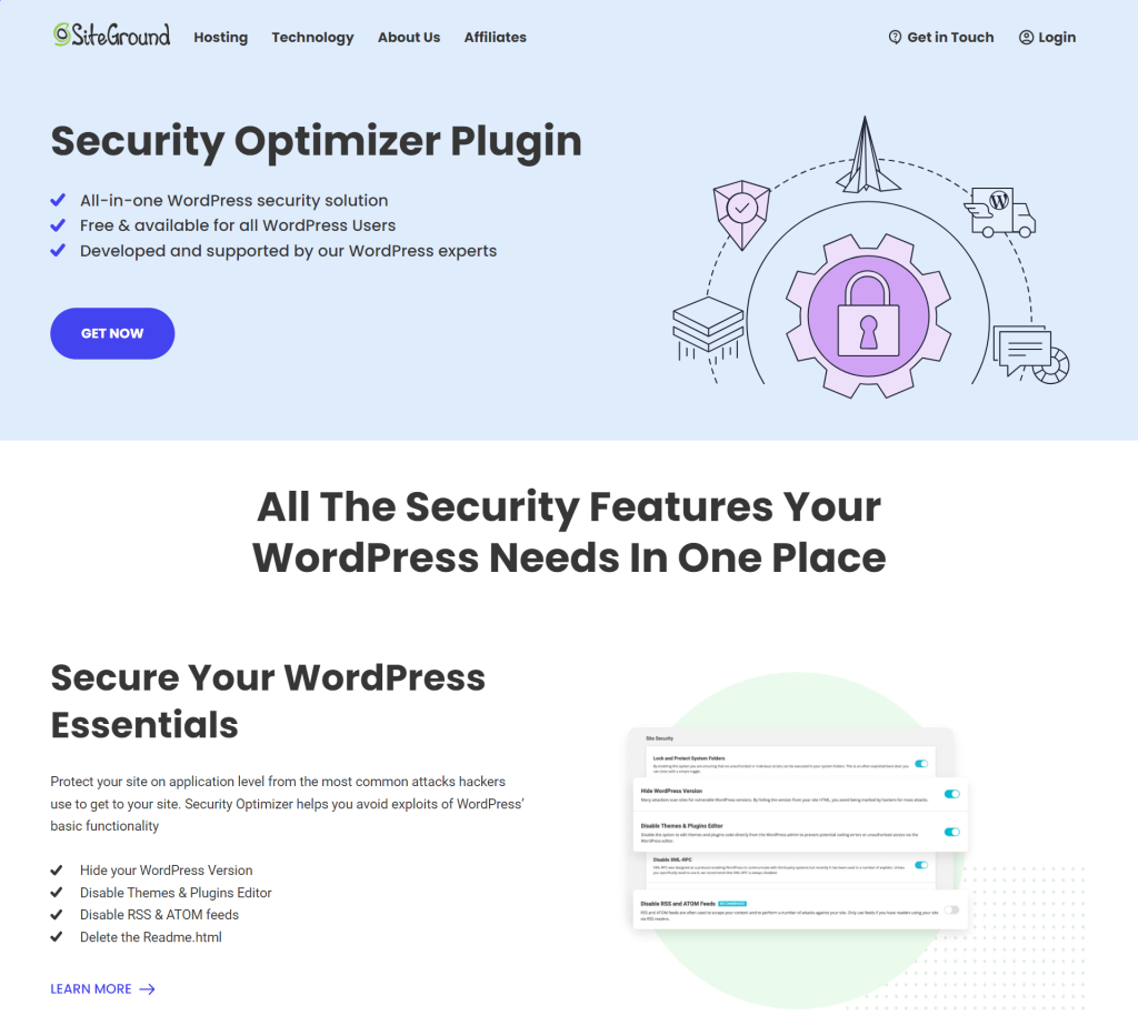 essential security plugins for wordpress - Security Optimizer plugin