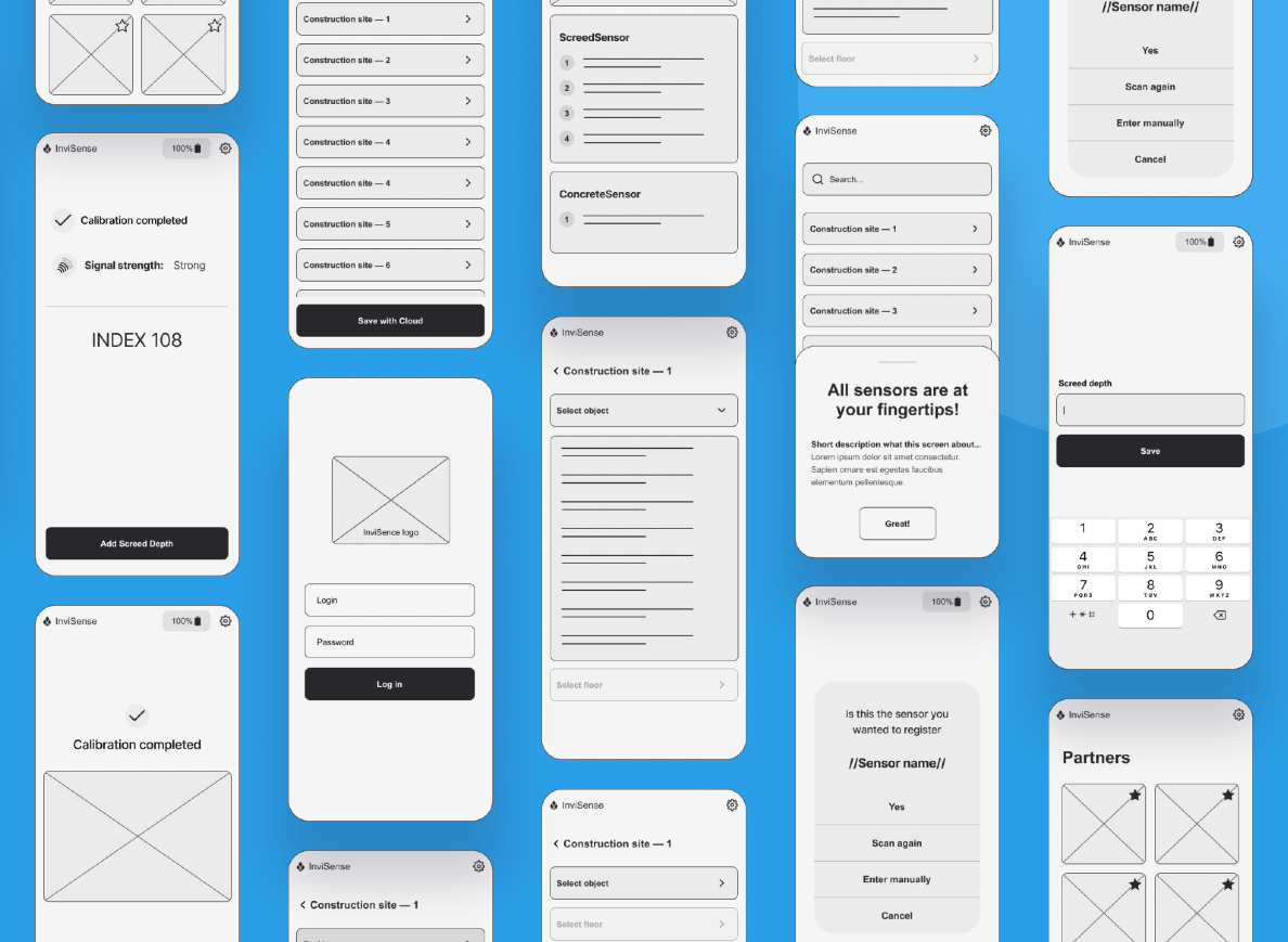 InviSense UX/UI Design Project by Beetroot - Wireframes