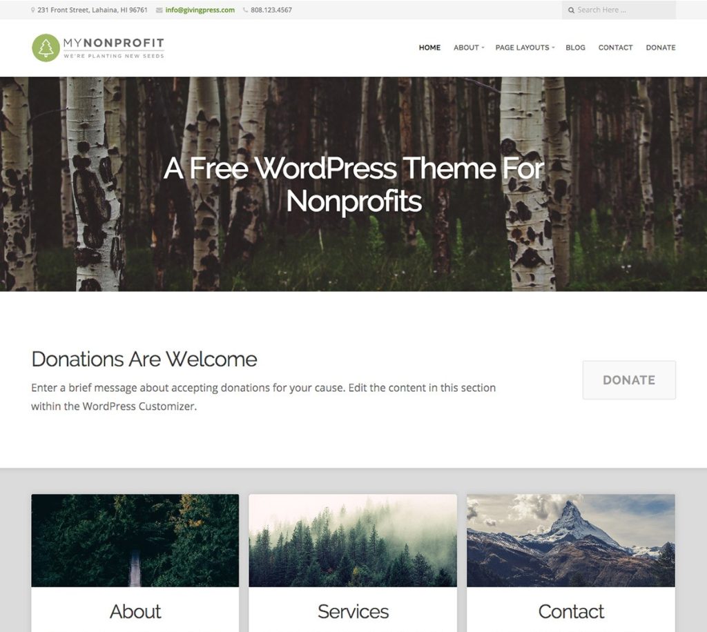 Image: WordPress themes for nonprofits - GivingPress Lite